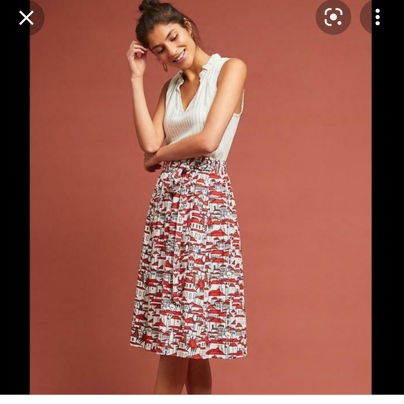 Anthropologie Dresses & Skirts - Anthropologie Porridge Getaway Printed skirt red and white size Small